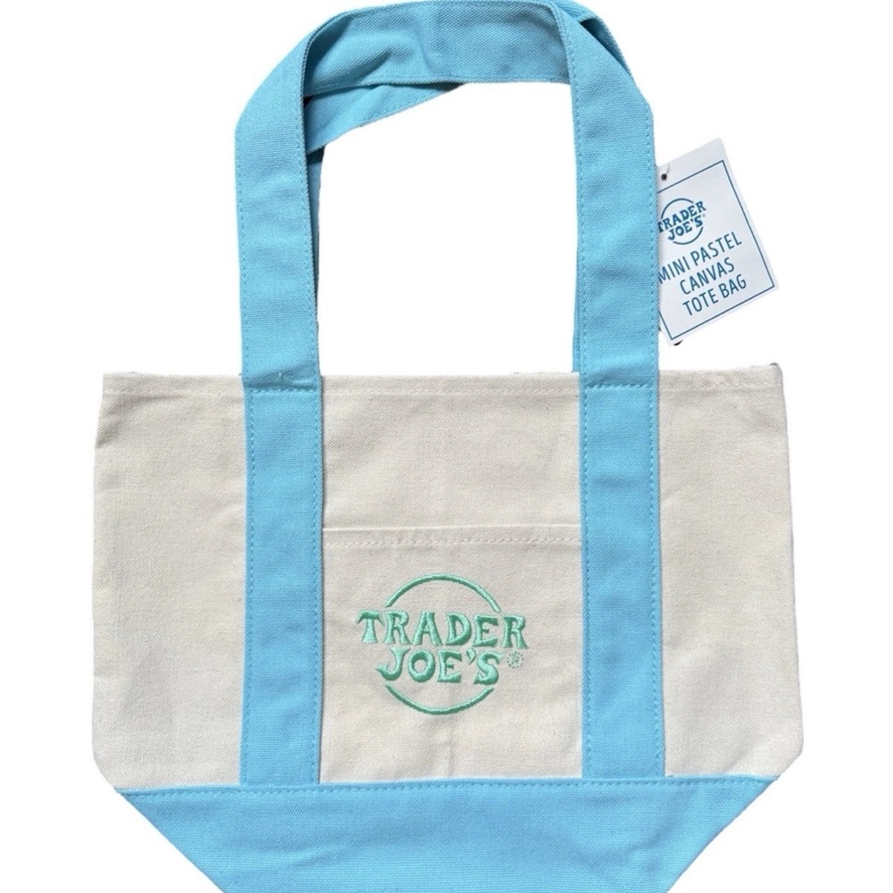 Trader Joe's pastel Blue Mini Canvas Tote Bag